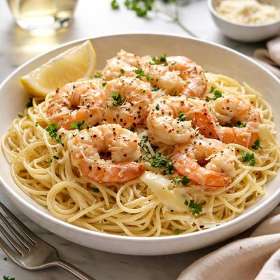 Image of Creamy Garlic Shrimp with Angel Hair Pasta