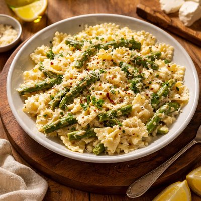 Image of Creamy Goat Cheese and Asparagus Farfalle