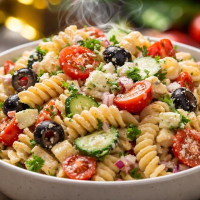 Image of Creamy Greek Style Pasta Salad