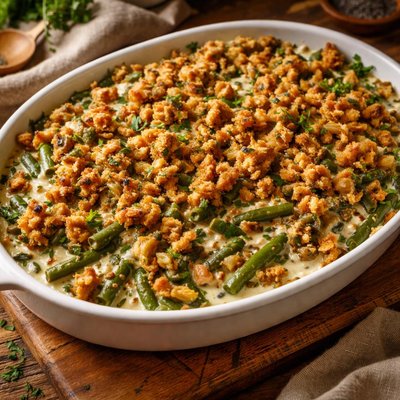 Image of Creamy Green Beans and Stuffing Casserole