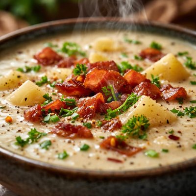 Image of Creamy Herbed Bacon and Potato Soup