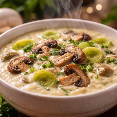 Image of Creamy Leek and Mushroom Soup