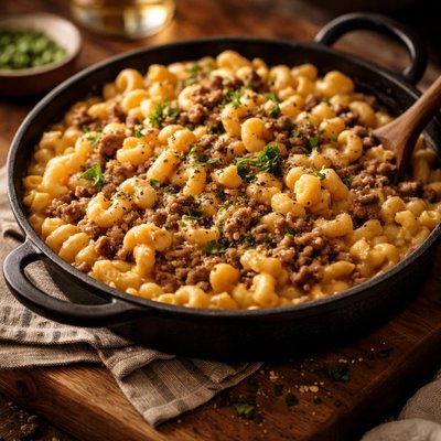 Image of Creamy Macaroni and Cheese with Ground Beef