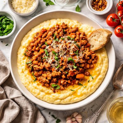 Image of Creamy Mascarpone Polenta with Turkey Bolognese A1