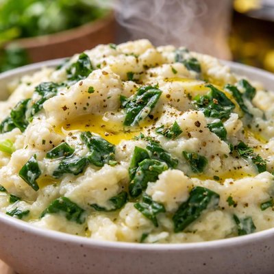 Image of Creamy Mashed Potatoes with Spinach