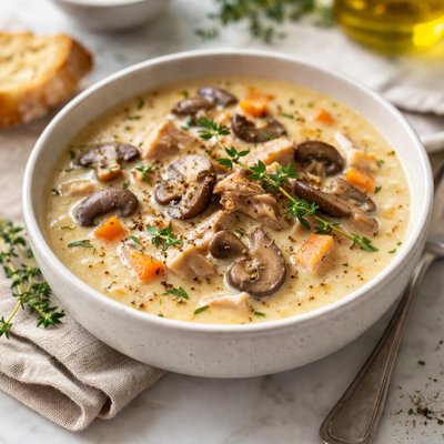 Image of Creamy Mushroom and Chicken Soup