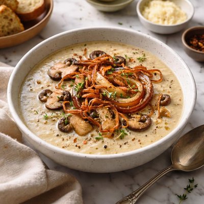 Image of Creamy Mushroom Roasted Onion Soup