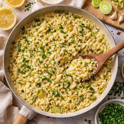 Image of Creamy Orzo with Leeks and Parmesan