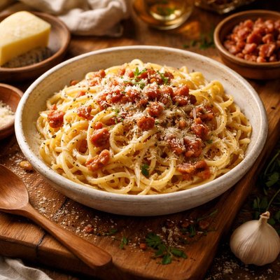 Image of Creamy Parmesan Pancetta Pasta