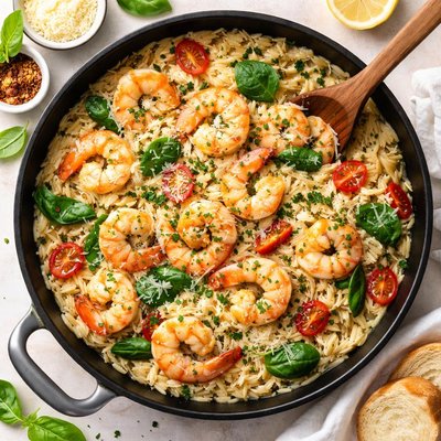 Image of Creamy Parmesan Shrimp and Orzo