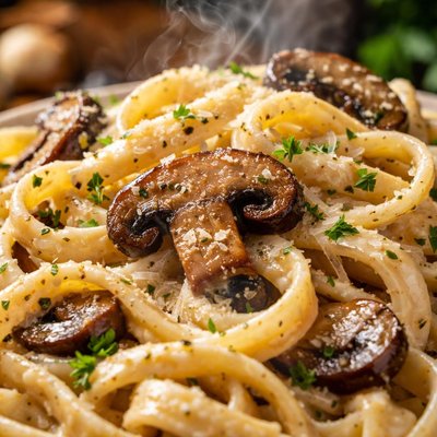 Image of Creamy Pasta and Portabellas