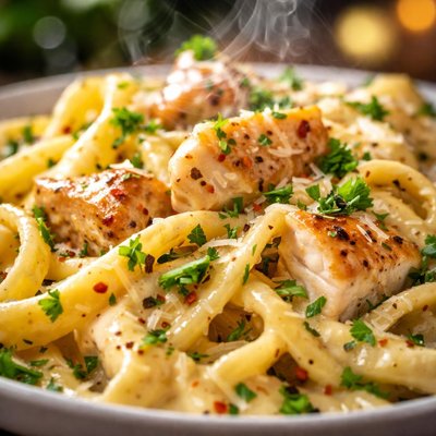 Image of Creamy Pasta with Fresh Herbs and Chicken
