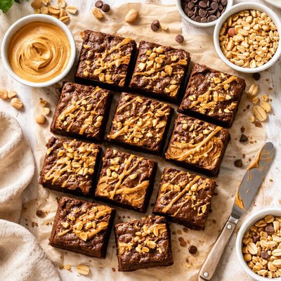 Image of Creamy Peanut Butter Brownies
