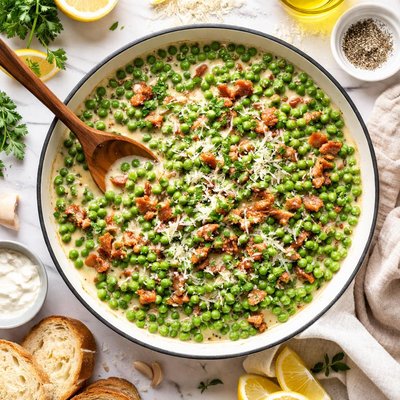 Image of Creamy Peas and Pancetta