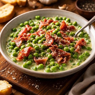 Image of Creamy Peas and Prosciutto