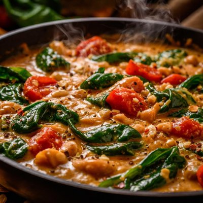 Image of Creamy Pepper Tomato Spinach with Peanut Butter