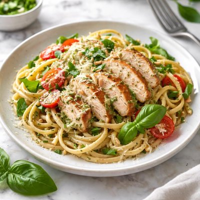 Image of Creamy Pesto Chicken and Linguine
