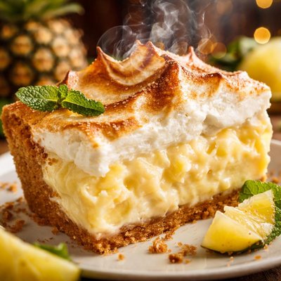 Image of Creamy Pineapple Pie with Brown Sugar Meringue