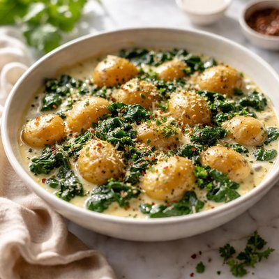 Image of Creamy Potatoes and Spinach