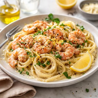 Image of High Protein Creamy Prawn Pasta