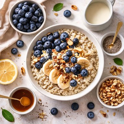 Image of Creamy Quinoa with Blueberries Vegan