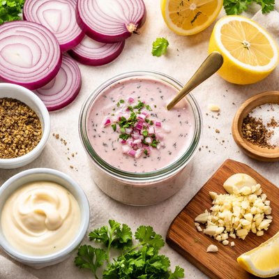 Image of Creamy Red Onion Salad Dressing