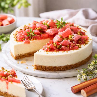 Image of Creamy Rhubarb Cheesecake Dessert