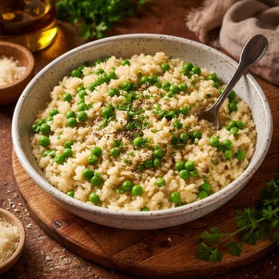 Image of Creamy Rice with Peas and Herbs