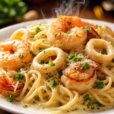 Image of Creamy Seafood with Angel Hair Pasta
