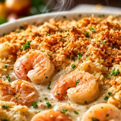 Image of Creamy Shrimp Casserole with Buttery Crumbs