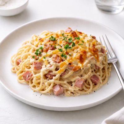 Image of Creamy Spaghetti and Ham Bake