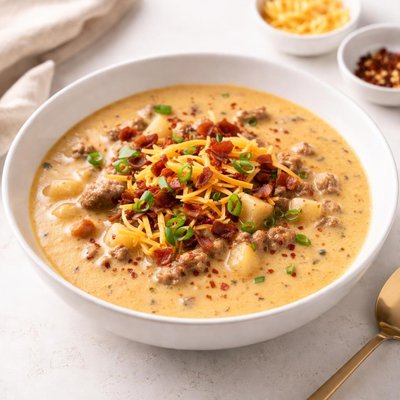 Image of Creamy Spicy Cheeseburger Soup
