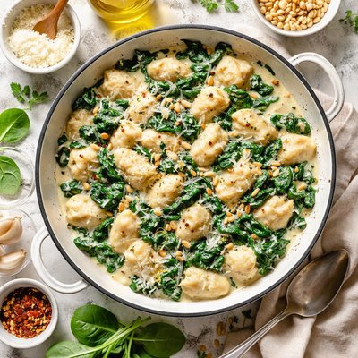 Image of Creamy Spinach and Pine Nut Gnocchi