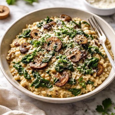 Image of Creamy Spinach Mushroom Risotto