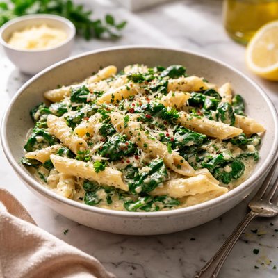 Image of Creamy Spinach Penne Pasta