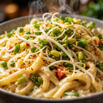 Image of Creamy Sprouts and Noodles