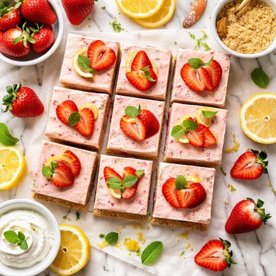 Image of Creamy Strawberry Lemon Squares
