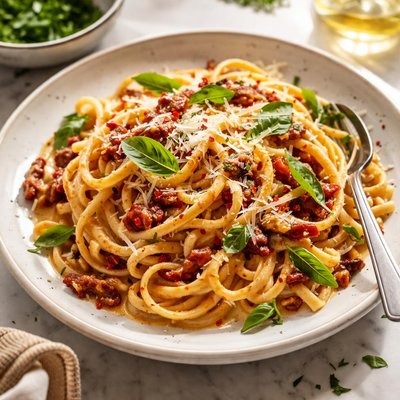 Image of Creamy Sun Dried Tomato Sauce with Linguine