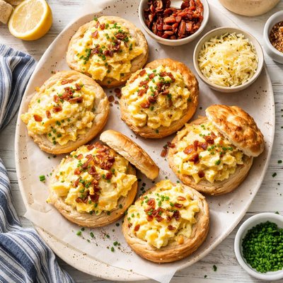 Image of Creamy Swiss Eggs on Biscuits