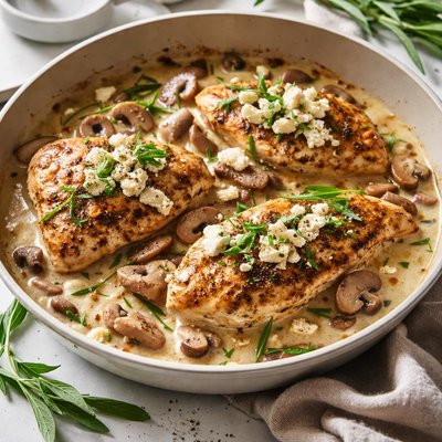 Image of Creamy Tarragon Chicken with Mushrooms and Chevre