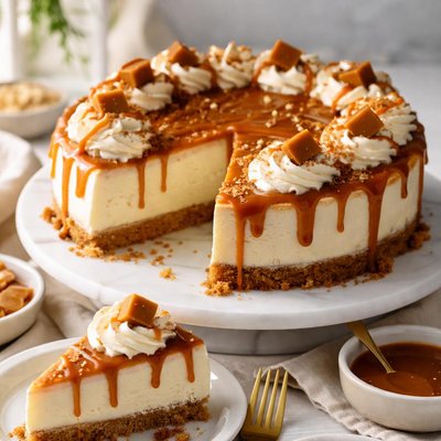 Image of Creamy Vanilla Caramel Cheesecake