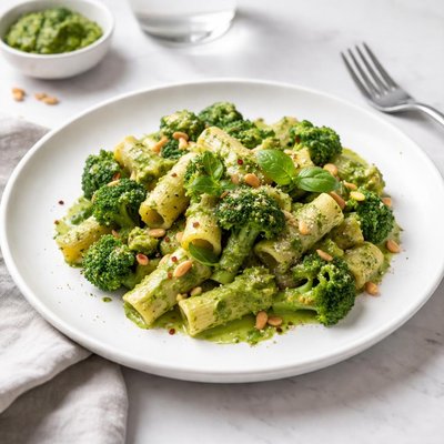 Image of Creamy Vegan Pesto Pasta with Broccoli