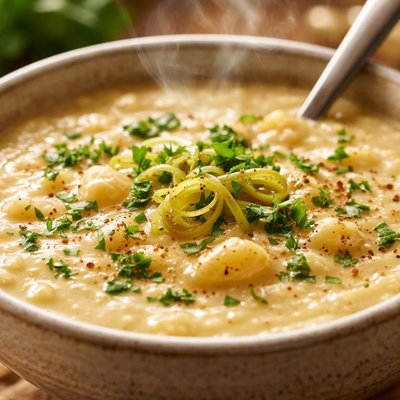 Image of Creamy Vegan Potato Leek Soup