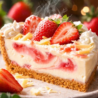 Image of Creamy White Chocolate Strawberry Pie