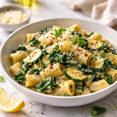 Image of Creamy Zucchini Spinach Rigatoni