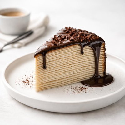 Image of Crepe Cake with Espresso Chocolate Glaze
