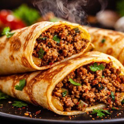 Image of Crepes or Omelette with Tasty Ground Meat