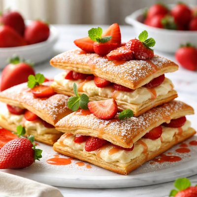 Image of Crescent Napoleons with Strawberries