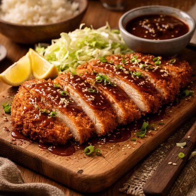 Image of Crisp Panko Chicken Cutlets W Tonkatsu Sauce