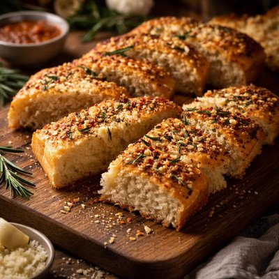 Image of Crisp Rosemary Parmesan Garlic Bread